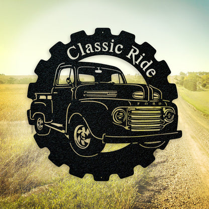 Custom Ford Truck Classic Car Metal Sign - Outdoor Decor Metal Wall Art - Metal Signs For Home