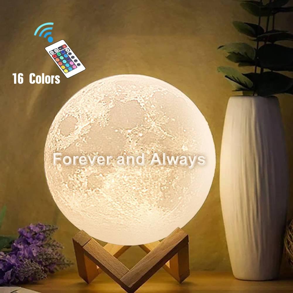 Custom Forever And Always Moon Lamp 3d Print - Engraved Moon Lamp - 3d Printed Moon Lamp