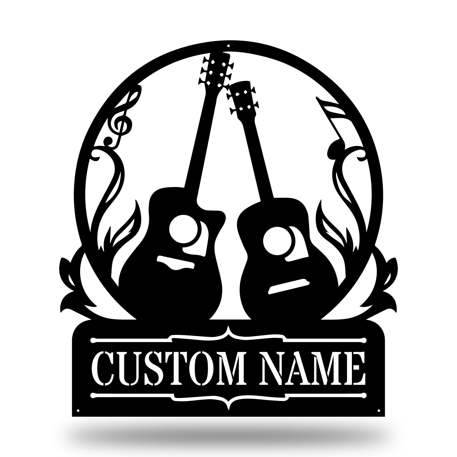 Custom Guitars Metal Sign - Guitars Monogram - Wall Decor Metal Art - Metal Signs For Home