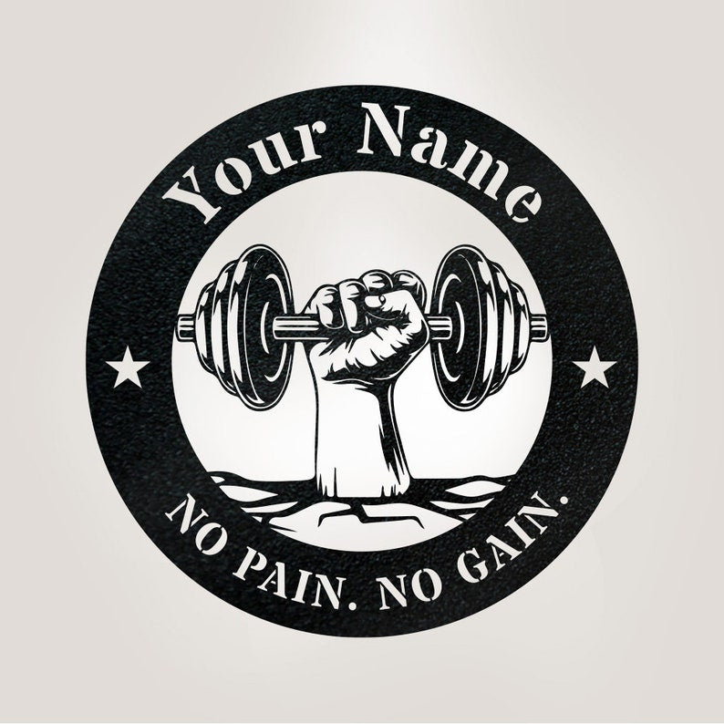 Custom Gym Dumbbell Monogram - Personalized Home Gym Sign - Custom Gym Sign - Metal Gym Sign