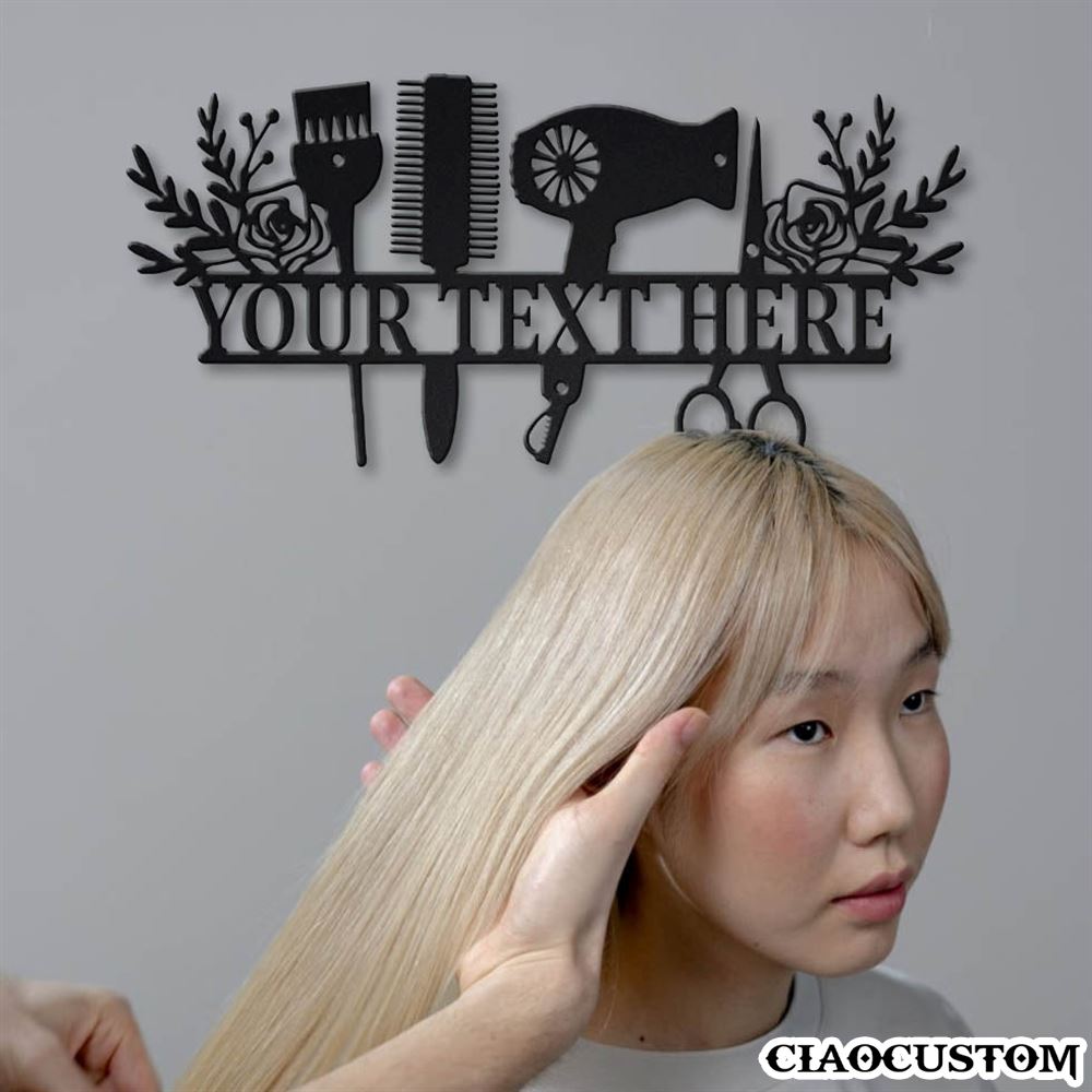 Custom Hair Salon Metal Sign - Personalized Hari Salon Wall Art - Christmas Gifts For My Hairdresser