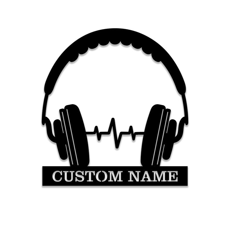 Custom Headphone Metal Sign - Headphone Name Sign - Game Room Decor - Studio Wall Art - Headphone Decor - Gamer Gift - DJ Gift