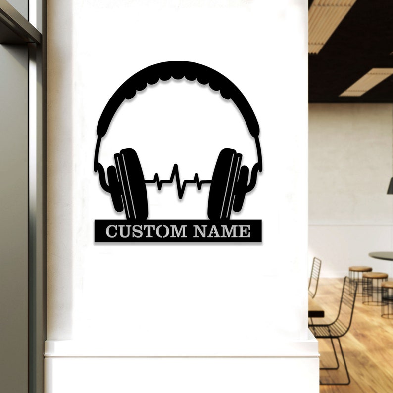 Custom Headphone Metal Sign - Headphone Name Sign - Game Room Decor - Studio Wall Art - Headphone Decor - Gamer Gift - DJ Gift