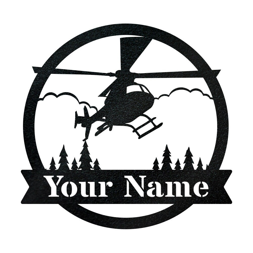 Custom Helicopter Monogram - Personalized Aviation Signs - Pilot Gifts