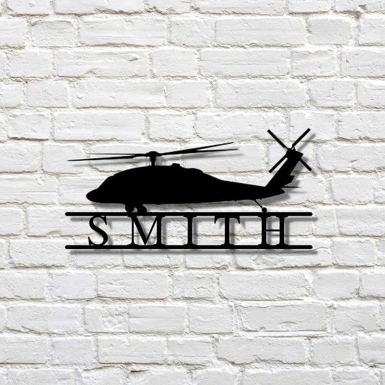 Custom Helicopter Sign - Personalized Man Cave Sign Metal - Custom Man Cave Sign
