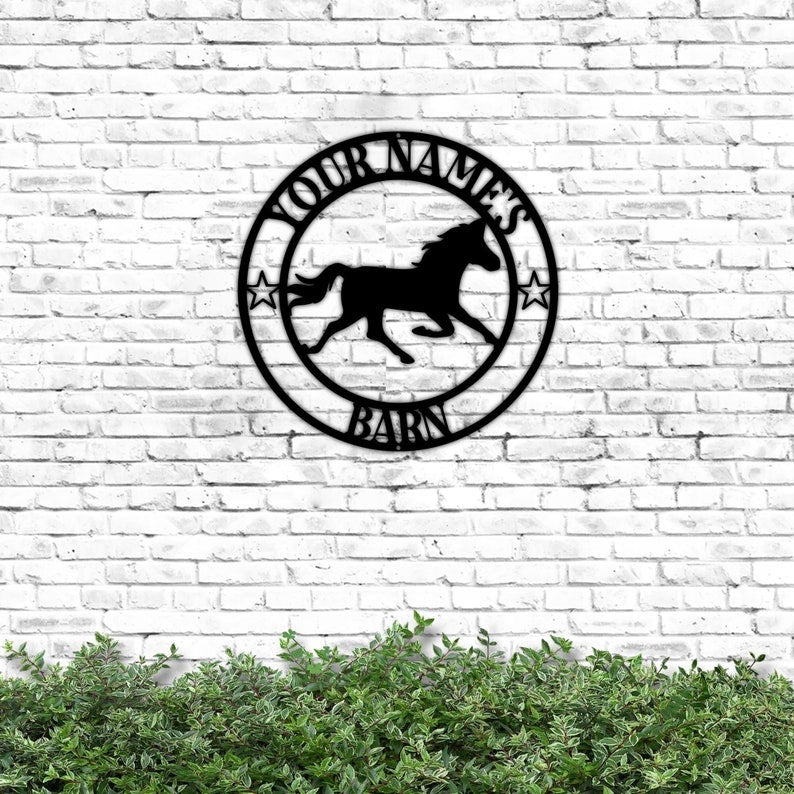 Custom Horse Barn Cut Metal Sign - Horse Ranch Metal Wall Art - Horse Farm Metal Sign - Metal Farm Signs - Farmer Gifts