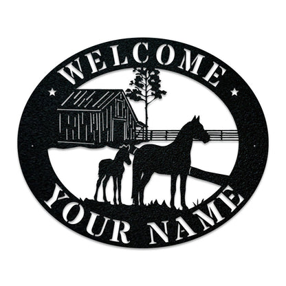 Custom Horse Barn Monogram - Farm Life Sign - Metal Horse Wall Art - Metal Decorative Signs