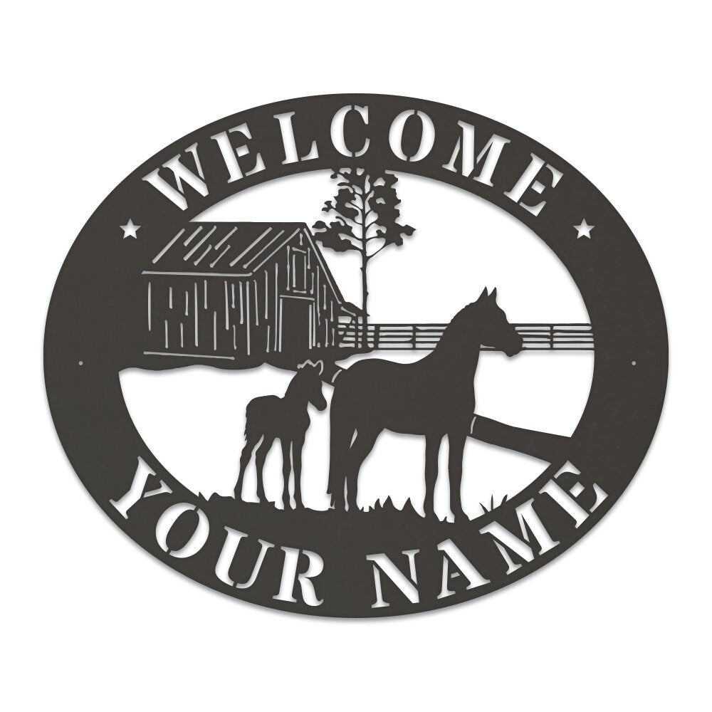 Custom Horse Barn Monogram - Farm Life Sign - Metal Horse Wall Art - Metal Decorative Signs