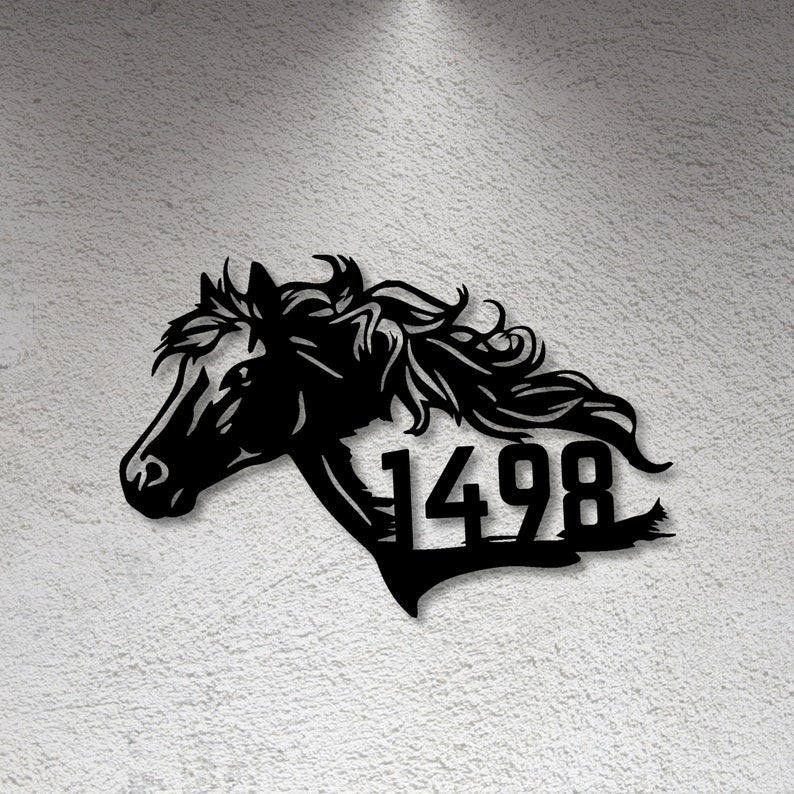 Custom Horse Sign Metal Name Sign Farmhouse Decor Outdoor Address Sign Outdoor Decor Metal Sign Personalized Metal Horse Sign