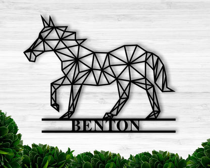 Custom Horse Sign Personalized Geometric Horse Horse Sign Geometric Horse Sign Family Name Signfarmhouse Kids Name Sign Nursery Sign
