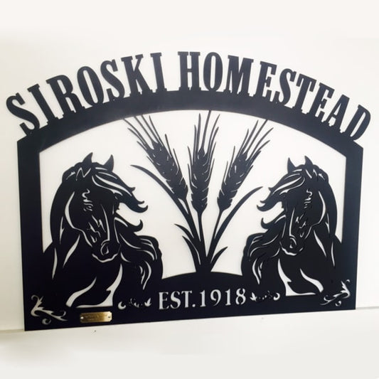Custom Horses Art Customized Welcome Farm Sign Personalized Horse Metal Sign Horseshoe Art Housewarming Gift Farmhouse Decor