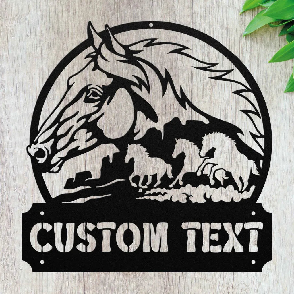 Custom Horses Lovers Metal Name Sign - Personalized Gifts For Horse Owner Woman & Men - Farm House Decor