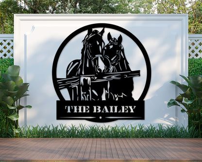 Custom Horses Metal Sign - Metal Horse Wall Art - Custom Metal Ranch Sign - Farmhouse Decor - Great Outdoor Metal Sign