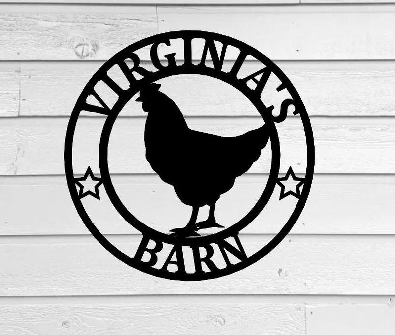 Custom Last Name Chicken Door Hanger Chicken Garden Flag Chicken Sign Chicken Decor Farmhouse Chicken Wall Decor