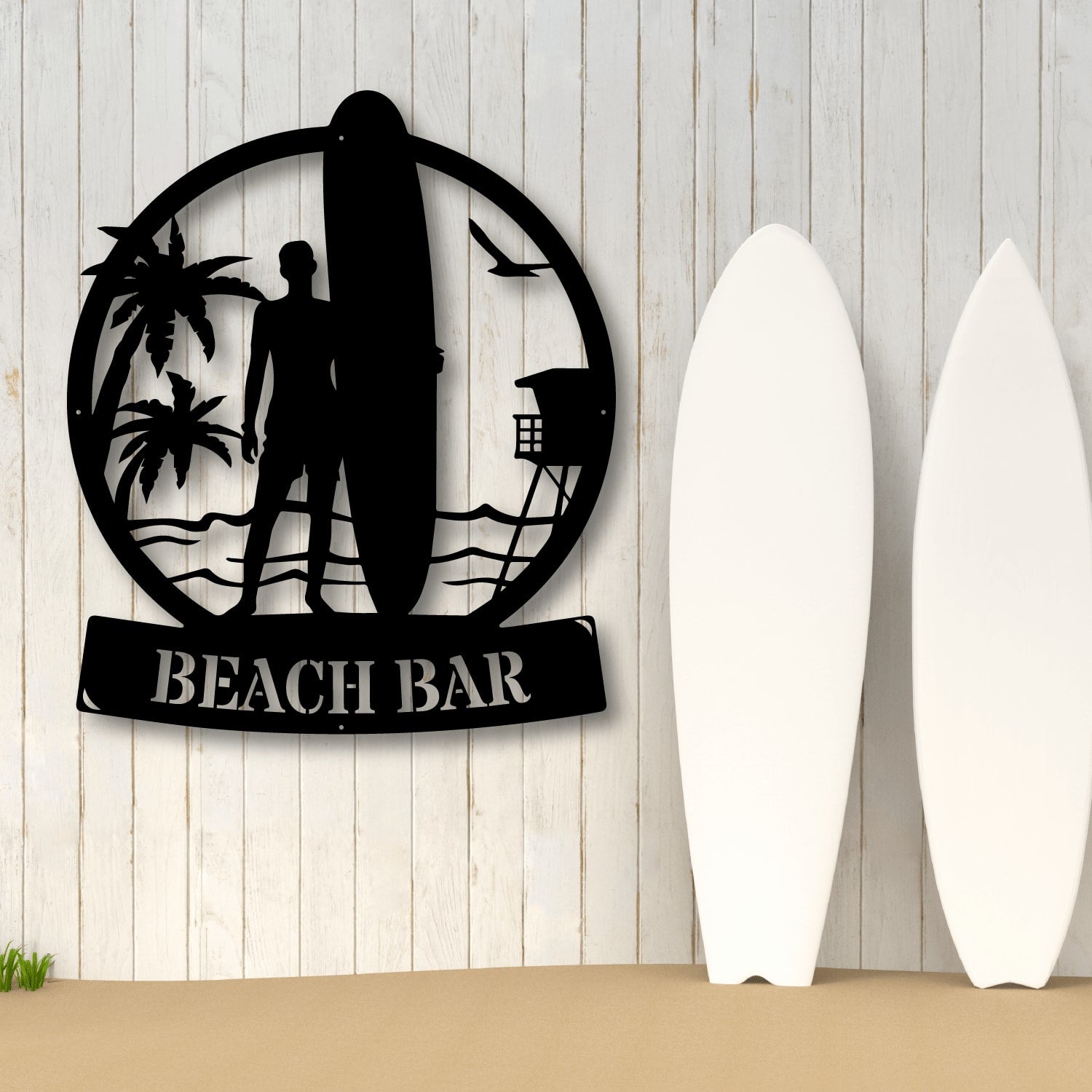 Custom Longboard Male Surfer Metal Sign - Outdoor Decor Metal Wall Art - Metal Signs For Home
