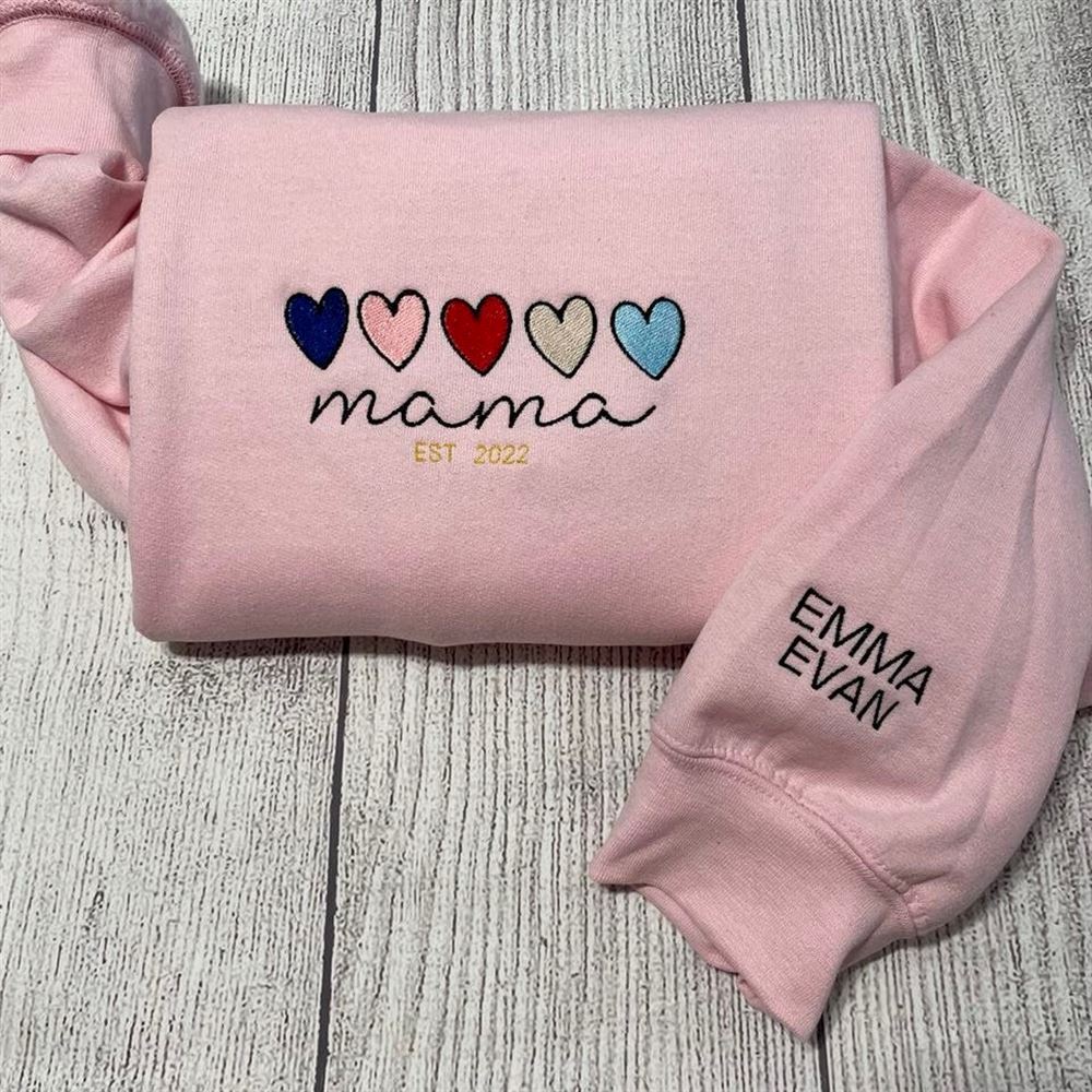 Custom Mama Embroidered Sweatshirt, Women's Embroidered Sweatshirts