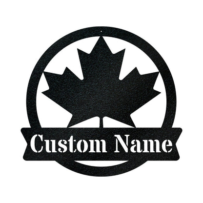 Custom Maple Leaf Monogram Canada Metal Sign - Outdoor Decor Metal Wall Art - Metal Signs For Home