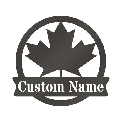 Custom Maple Leaf Monogram Canada Metal Sign - Outdoor Decor Metal Wall Art - Metal Signs For Home