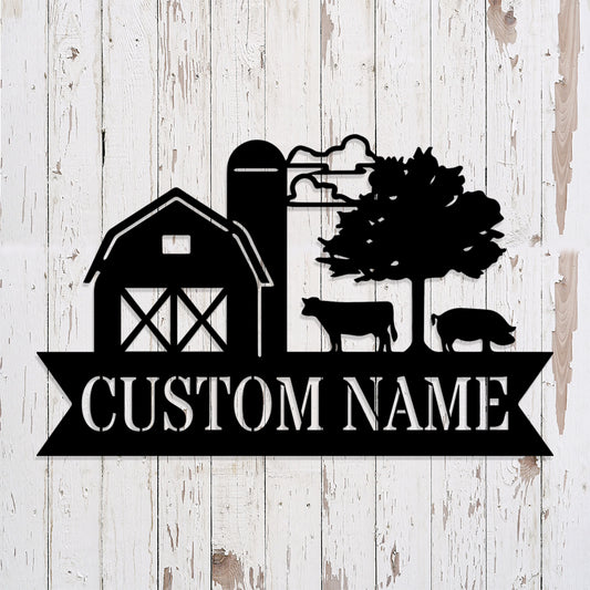 Custom Metal Barn House Sign -  Barn House Monogram - Metal Farm Signs - Farmer Gifts
