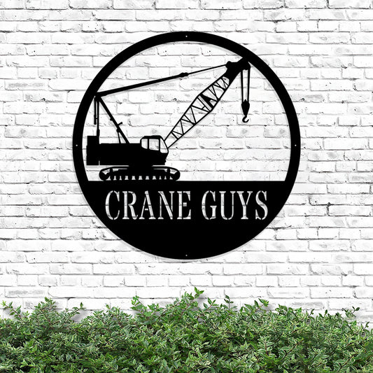 Custom Metal Crane Sign - Crane Monogram - Metal Construction Signs - Heavy Equipment Operator Gifts