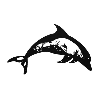 Custom Metal Dolphin with Sea Creatures Wall Art - Metal Sign Art - Wall Decor Metal Art - Metal Signs For Home