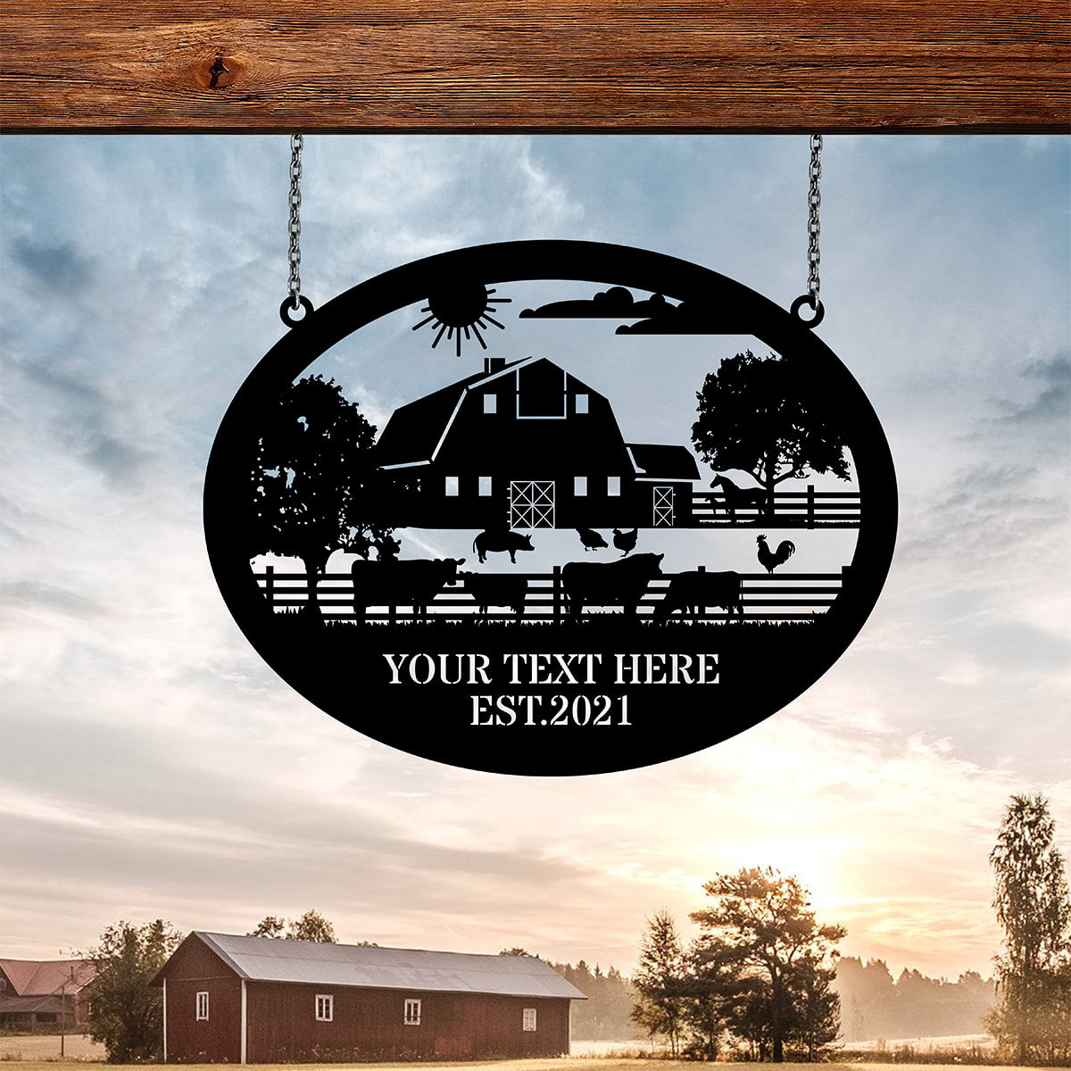 Custom Metal Farm Sign - Cattle Ranch Barn Metal Sign - Personalized M ...