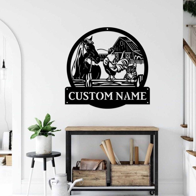 Custom Metal Farm Sign - Personalized Family Name Metal Sign - Farmhouse Wall Decor