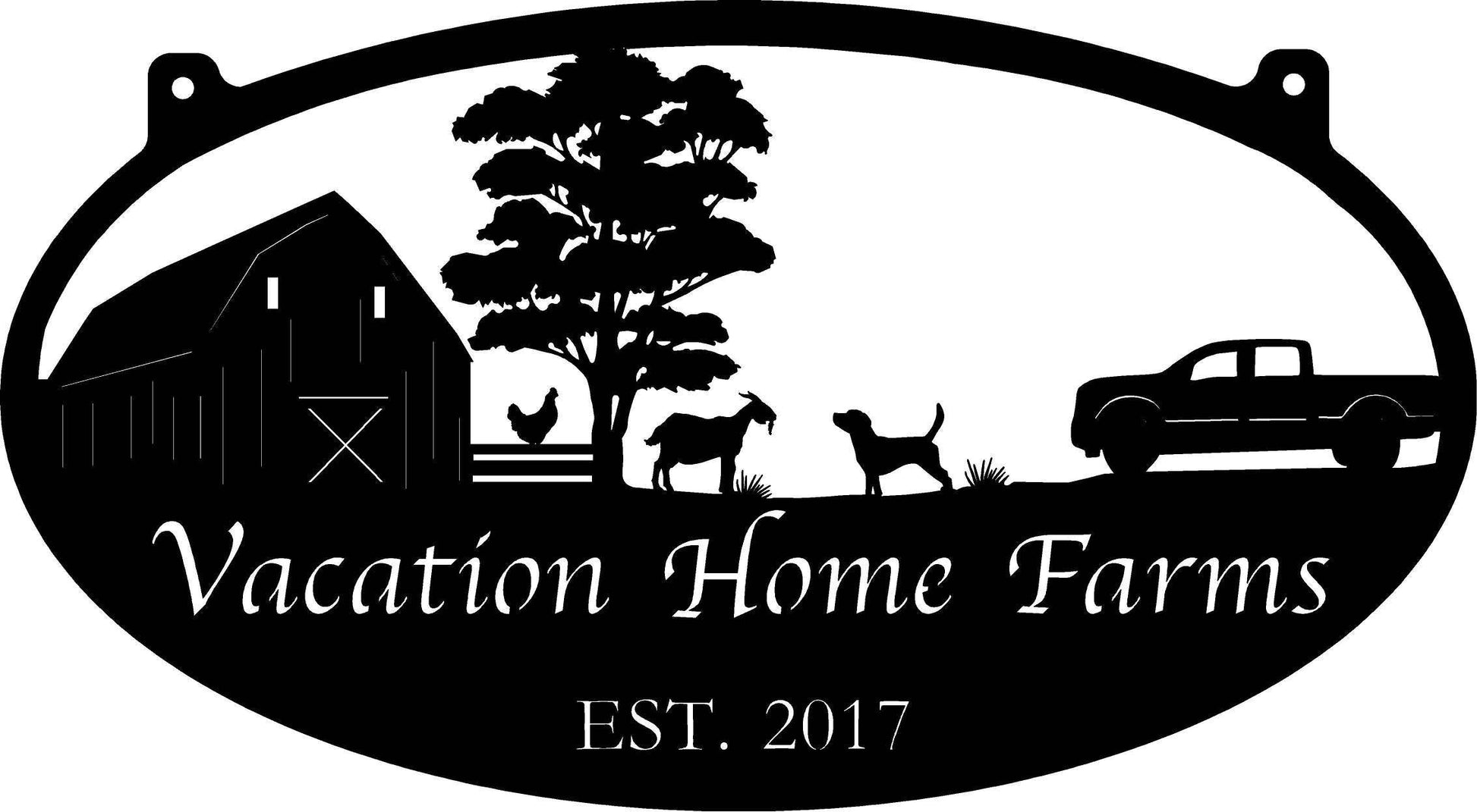 Custom Metal Farm Sign With Fence And Chicken Donkey And Tractor Metal Wall Art Metal House Sign