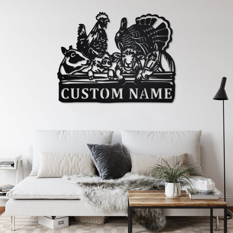 Custom Metal Farm Signs - Personalized Farm Animals Wall Art - Farm Gifts - Outdoor Decor Metal Wall Art