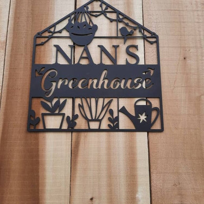 Custom Metal Greenhouse Sign - Hanging Personalized Garden Sign - Outdoor Decor Metal Wall Art