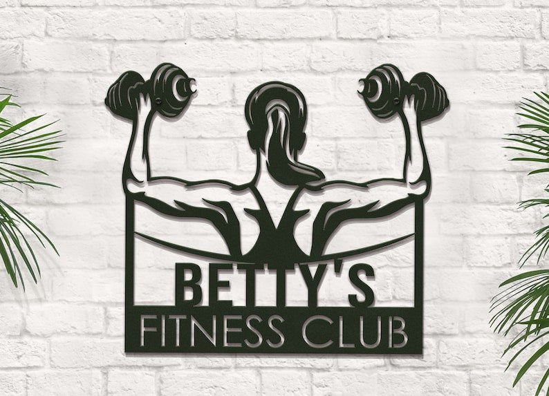 Custom Metal Gym Sign - Personalized Women's Fitness Sign - Decorative Metal Wall Art
