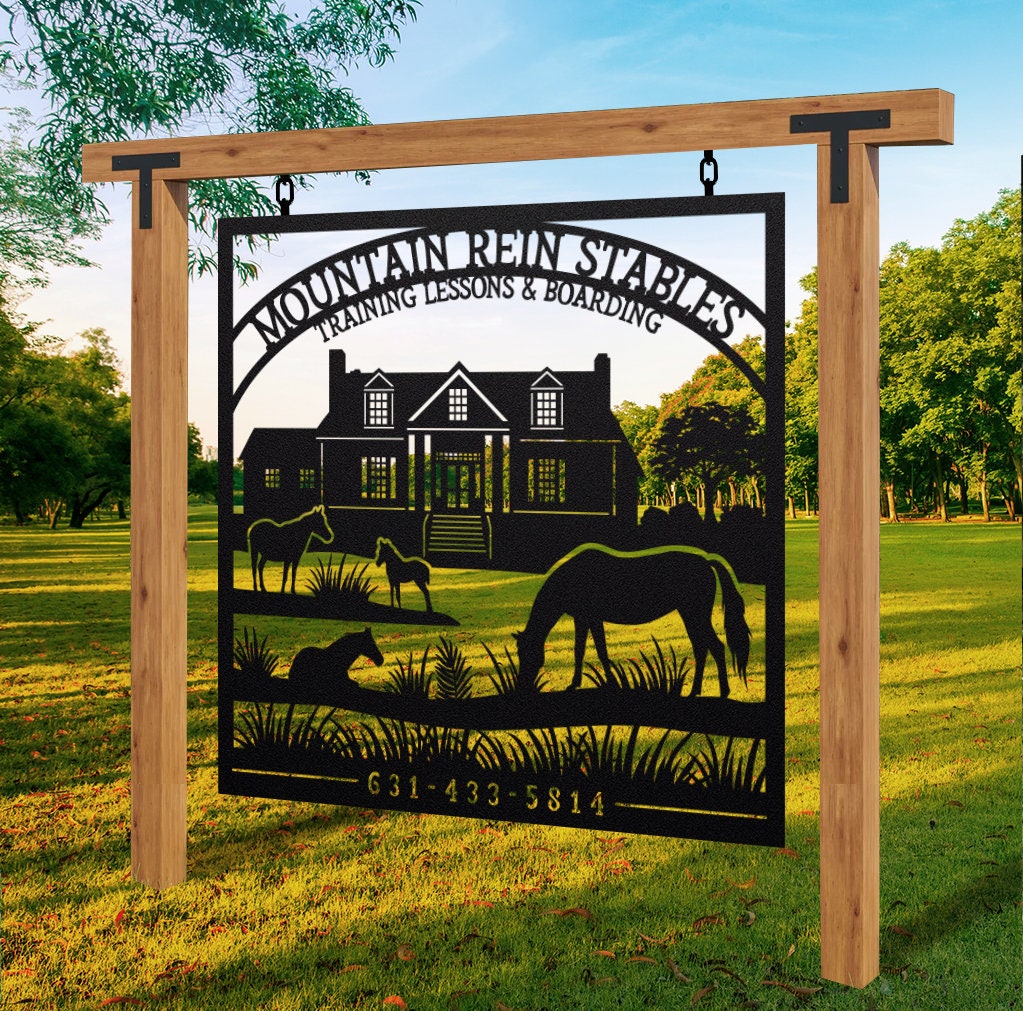Custom Metal Horse Stable Sign - Custom Horse Farm Sign - Farm House Decor - Large Metal Farm Signs
