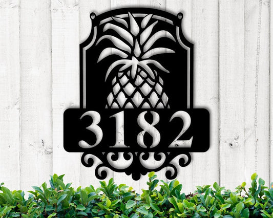 Custom Metal Pineapple Address Sign - Beach House Number Sign - Pineapple Sign Decor