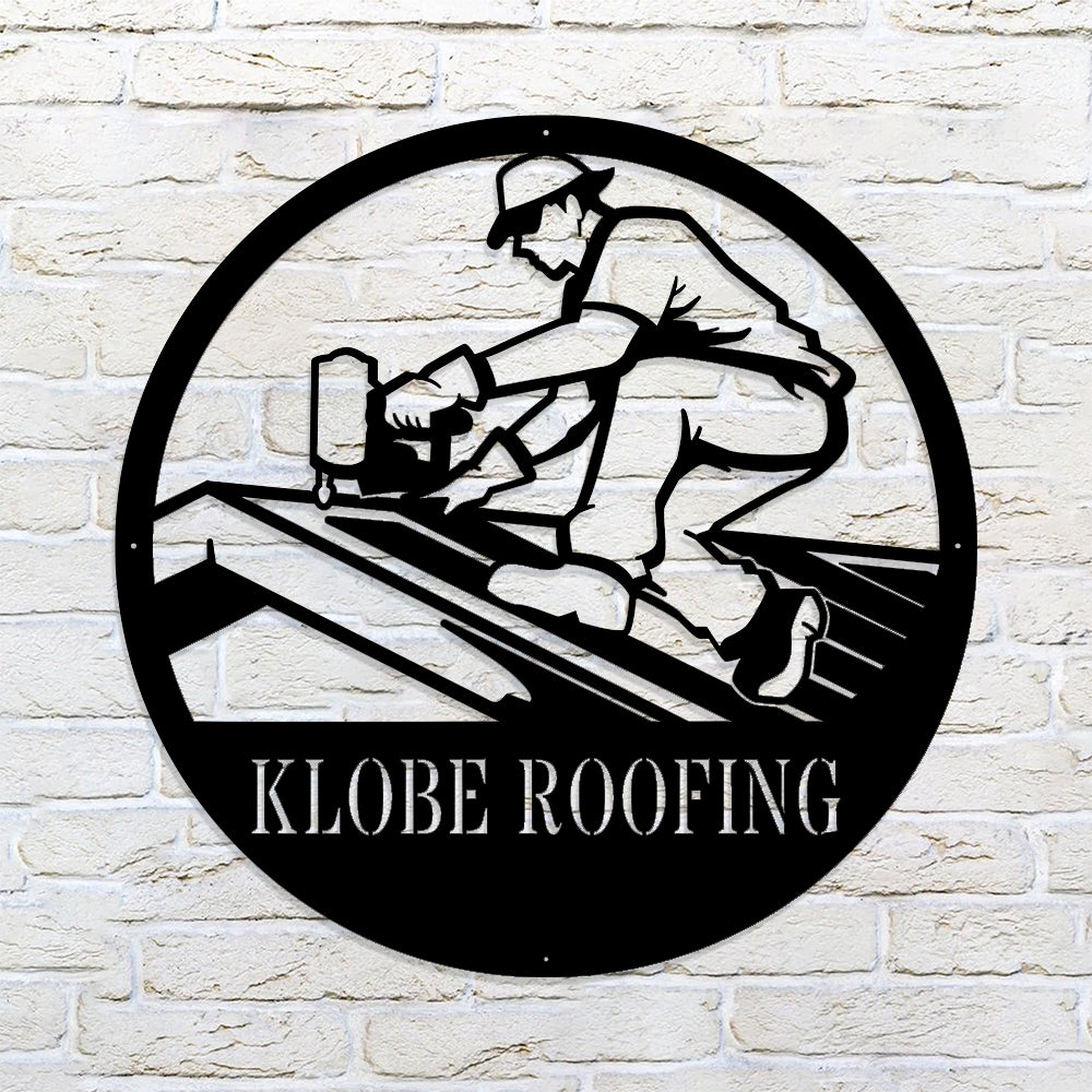 Custom Metal Roofing Sign - Roofing Monogram - Metal Construction Signs - Heavy Equipment Operator Gifts