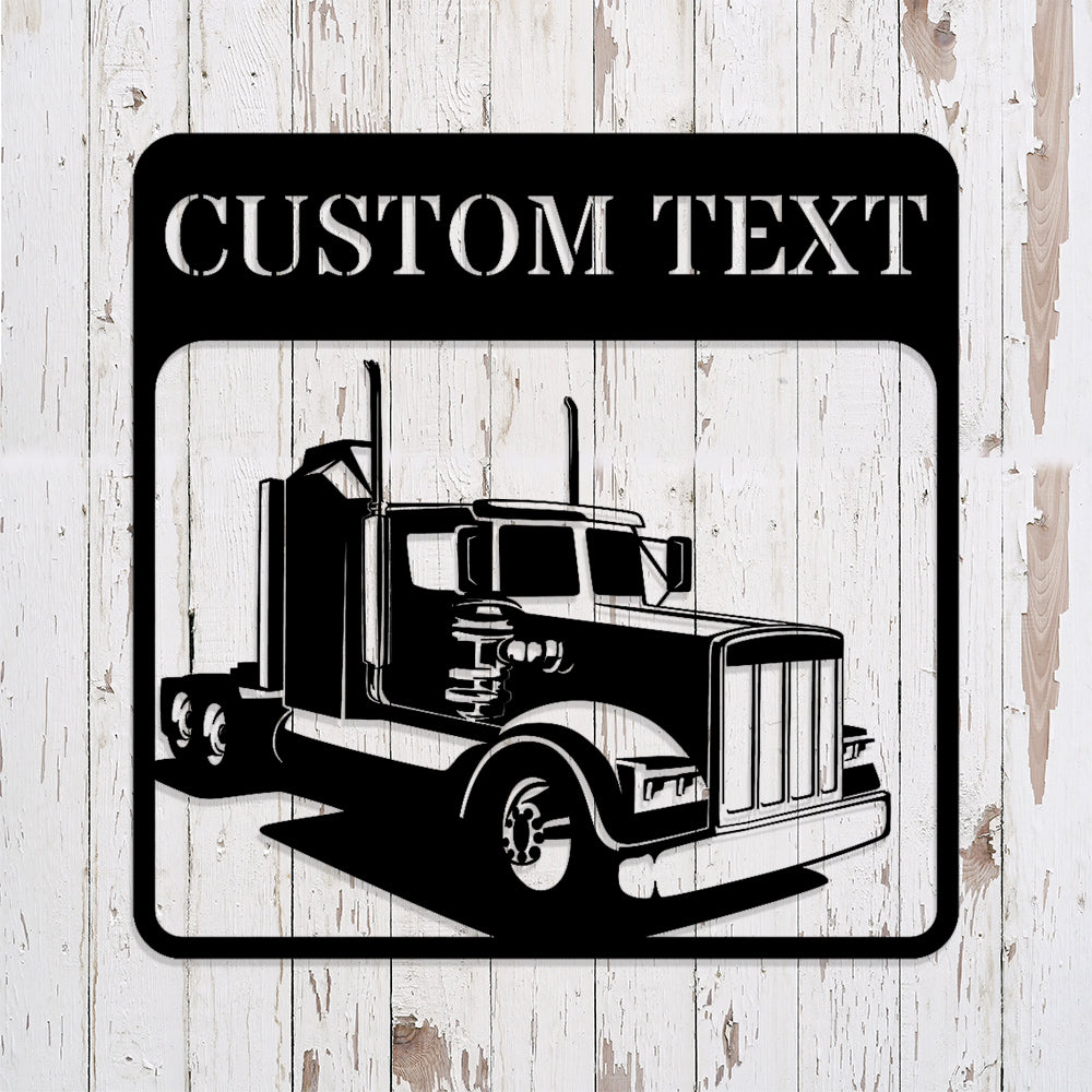 Custom Metal Semi Truck Wall Art - Semi Truck Monogram - Metal Construction Signs - Heavy Equipment Operator Gifts