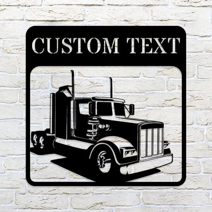 Custom Metal Semi Truck Wall Art - Semi Truck Monogram - Metal Construction Signs - Heavy Equipment Operator Gifts