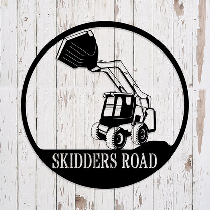 Custom Metal Skid Steer Sign - Semi Truck Monogram - Metal Construction Signs - Heavy Equipment Operator Gifts