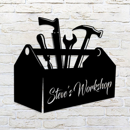 Custom Metal Toolbox Sign - Toolbox Monogram - Personalized Workshop Metal Sign -  Fathers Day Gift