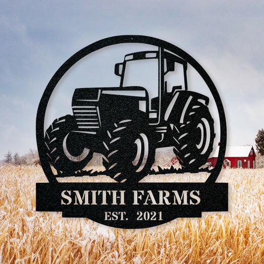 Custom Metal Tractor Sign Monogram - Metal Farm Name Sign - Personalized Metal Farm Signs - Farmer Gifts