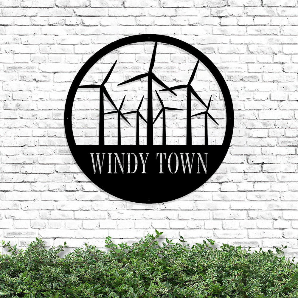 Custom Metal Wind Turbines Sign - Metal Windmill Wall Art - Windmill G ...
