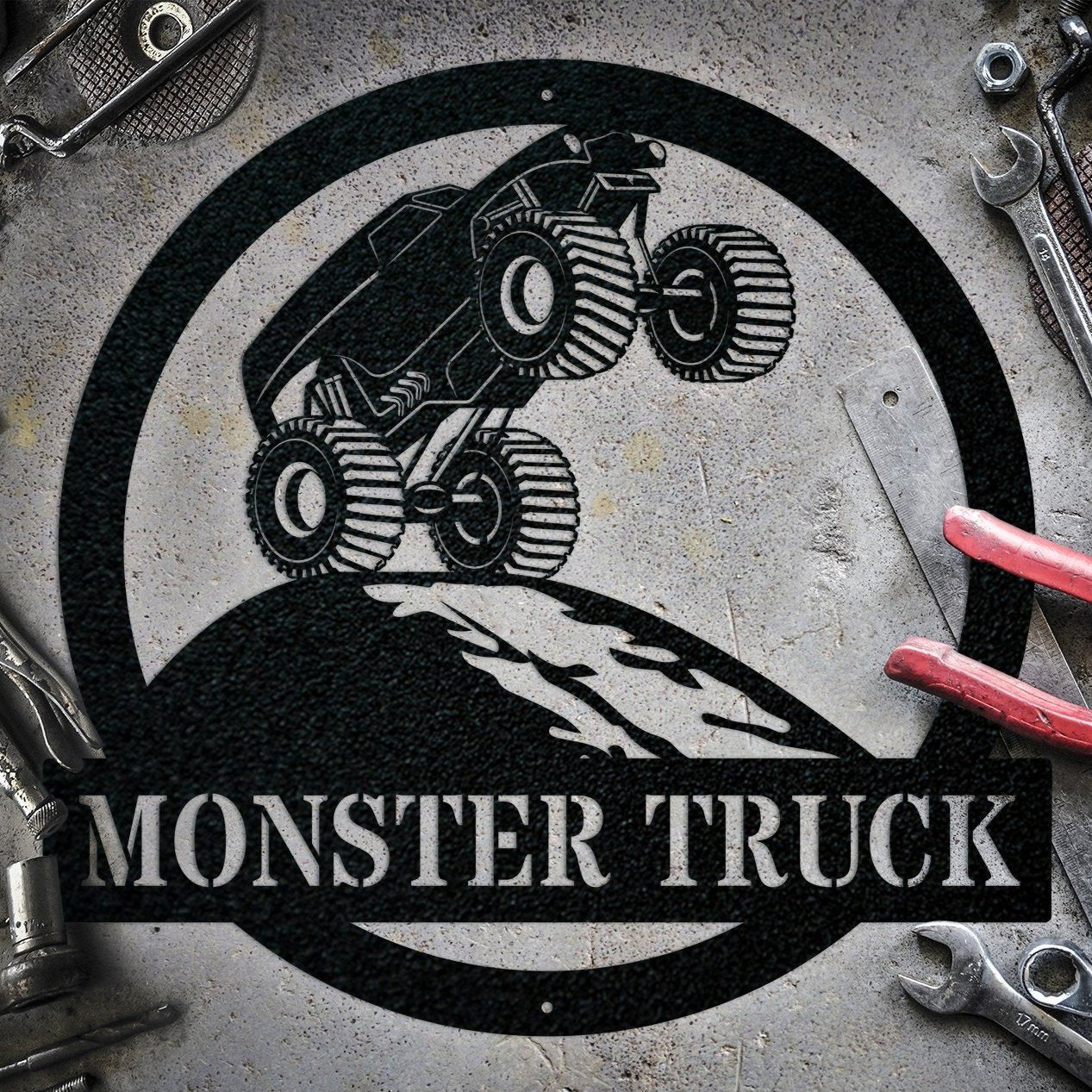 Custom Monster Truck Vehicle Metal Sign - Metal Decor Wall Art - Heavy Equipment Operator Gifts