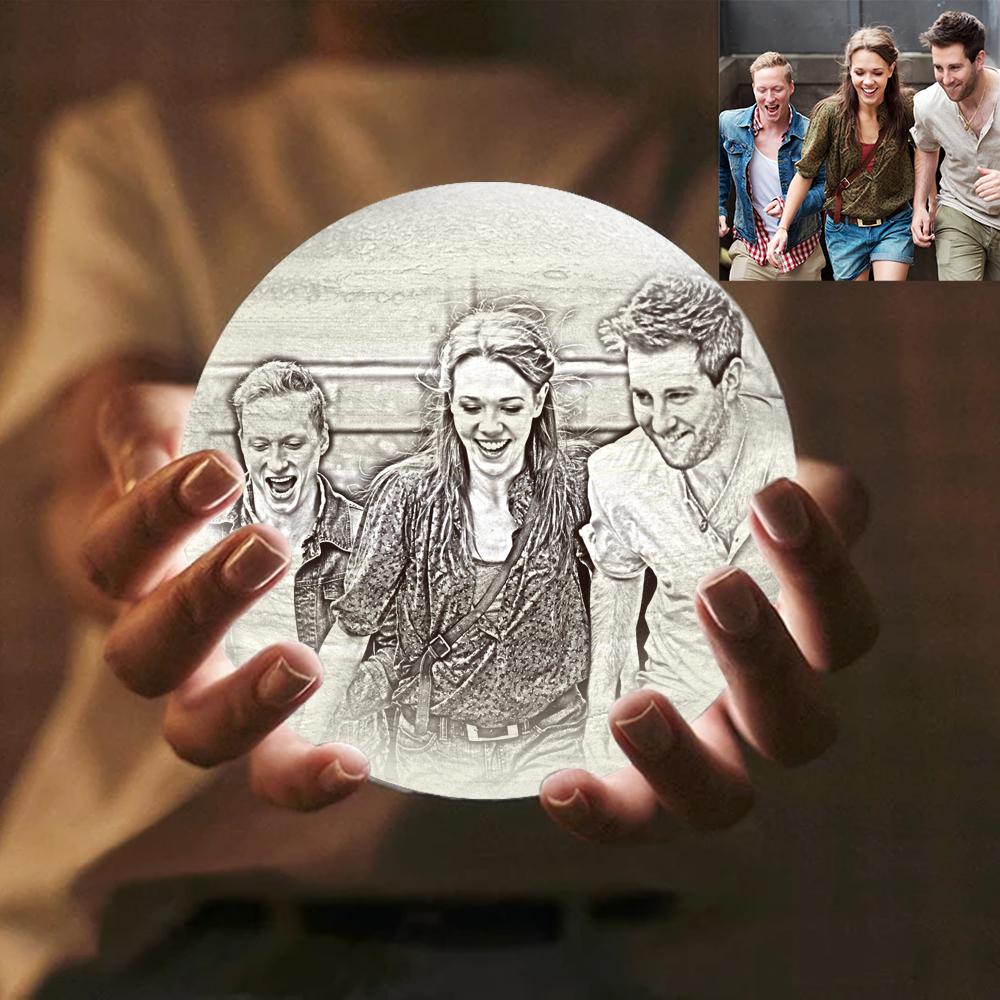 Custom Moon Lamp 3d Printing Photo Friend - Personalized Gift For Friend - Anniversary Gift