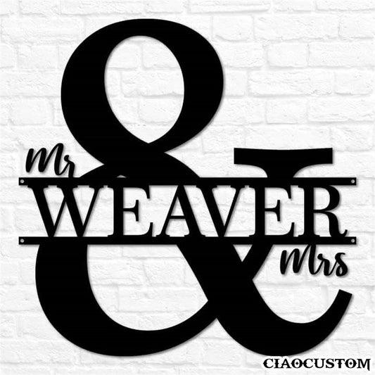 Custom Mr & Mrs Metal Sign - Mr & Mrs Monogram - Decorative Metal Wall Art - Metal Signs For Home