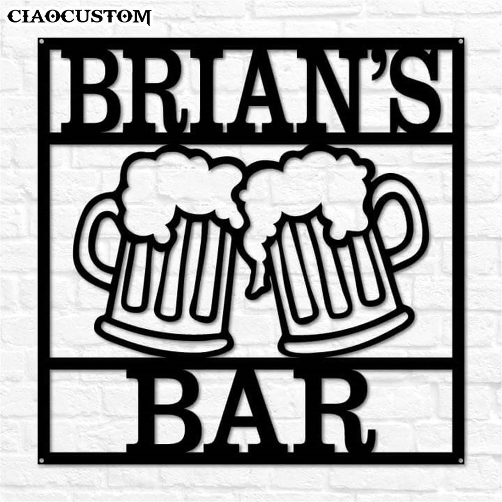 Custom Name Beer Mug Metal Sign - Metal Decor Wall Art - Metal Signs For Home