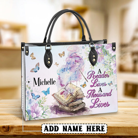 Custom Name Book A Reader Lives A Thousand Lives Leather Bag - Women's Pu Leather Bag - Best Mother's Day Gifts