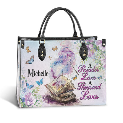 Custom Name Book A Reader Lives A Thousand Lives Leather Bag - Women's Pu Leather Bag - Best Mother's Day Gifts