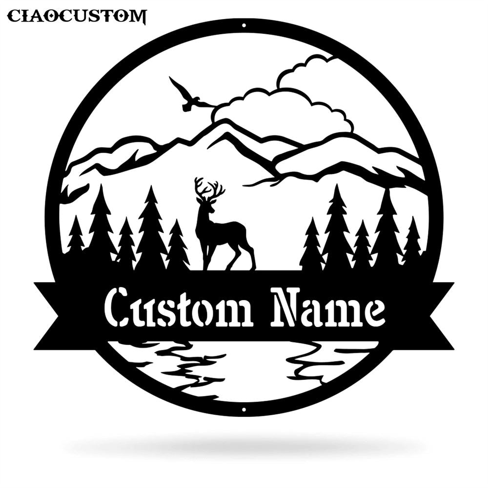 Custom Name Deer Monogram - Deer Metal Sign - Gifts For Deer Lover
