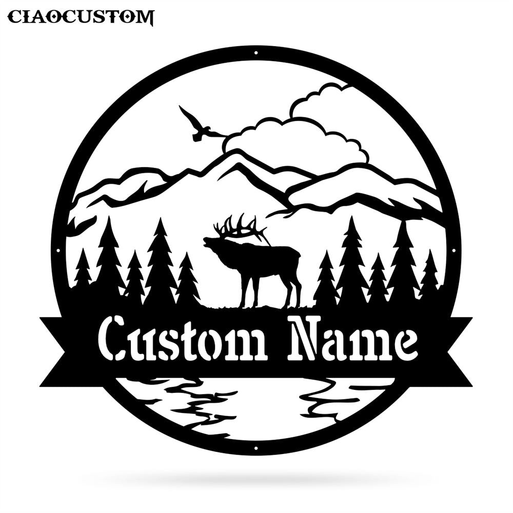 Custom Name Elk Metal Sign - Elk Metal Wall Art - Elk Monogram - Elk Gifts