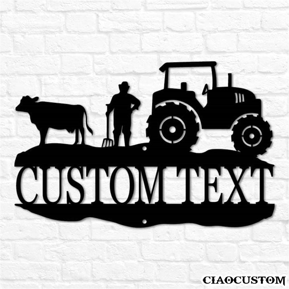 Custom Name Farmer Metal Sign - Farmer Monogram - Metal Farm Signs - Decorative Metal Wall Art - Metal Signs For Home