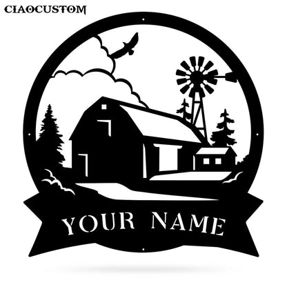 Custom Name Farmhouse Metal Wall Art - Famrhouse Monogram - Famrhouse Metal Sign